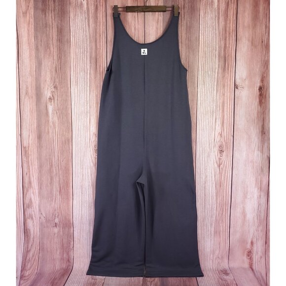 NWT Madewell Superbrushed Pull On Jumpsuit Womens Large Fleece Lined Coal MC198 - Picture 2 of 15